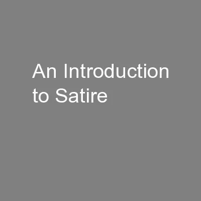 An Introduction to Satire