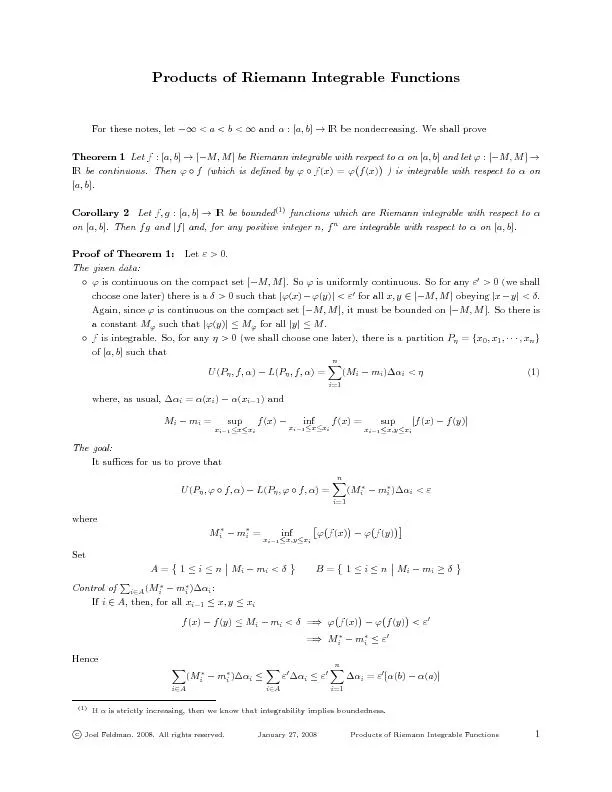 ProductsofRiemannIntegrableFunctionsForthesenotes,let�1ab1and:[a;b!IR