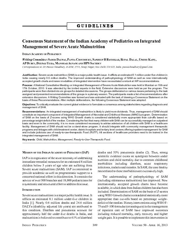 399V 16, 2013Consensus Statement of the Indian Academy of Pediatrics o