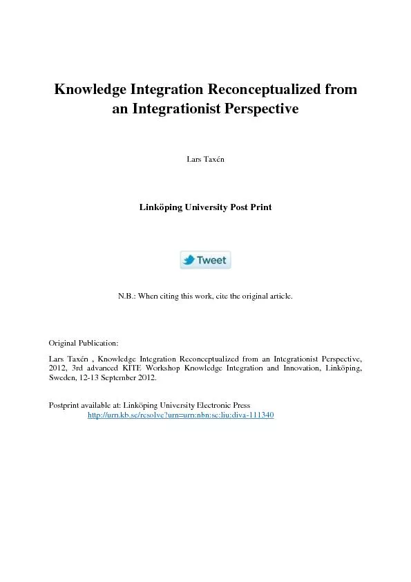 Knowledge Integration Reconceptualized from