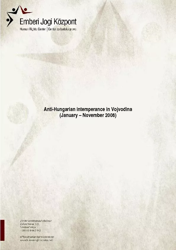 Anti-Hungarian intemperance in Vojvodina  (January 