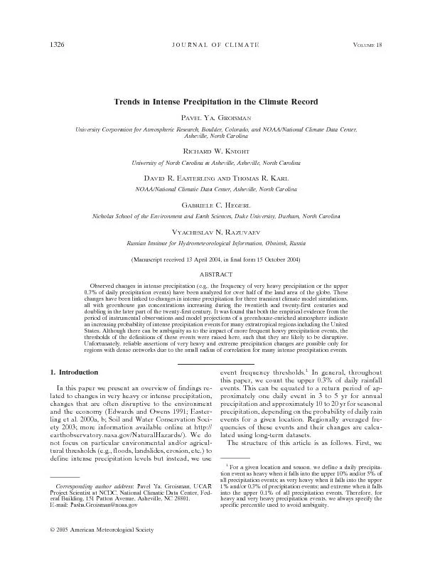 TrendsinIntensePrecipitationintheClimateRecord