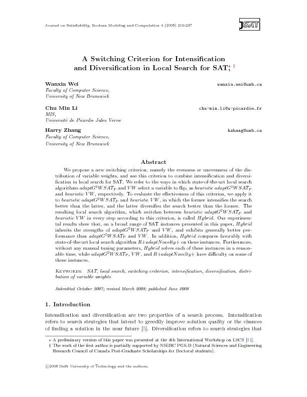 JournalonSatisability,BooleanModelingandComputation4(2008)219-237
...