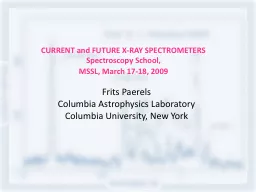CURRENT and FUTURE X-RAY SPECTROMETERS