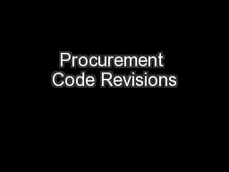 Procurement Code Revisions