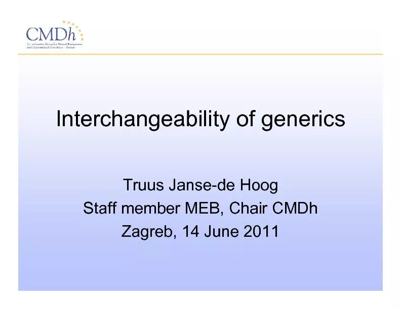 Interchangeability of genericsTruus Janse-de HoogStaff member MEB, Cha