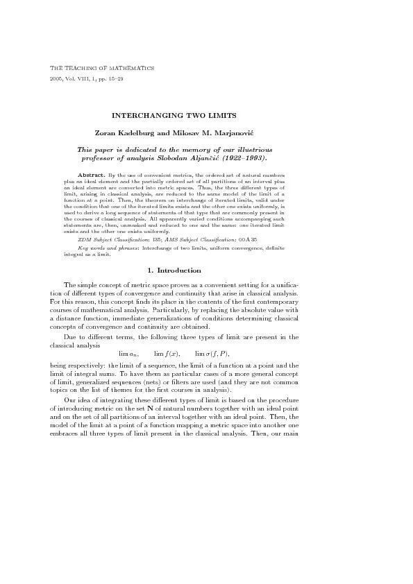 THETEACHINGOFMATHEMATICS2005,Vol.VIII,1,pp.15