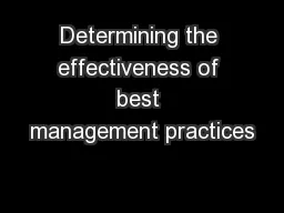 Determining the effectiveness of best management practices