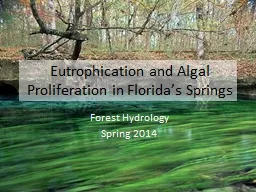 Eutrophication and Algal Proliferation in Florida’s Sprin