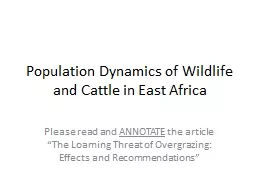 Population Dynamics of Wildlife and Cattle in East Africa