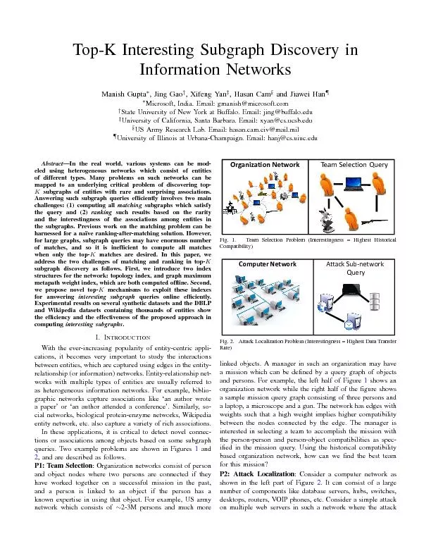 Top-KInterestingSubgraphDiscoveryinInformationNetworksManishGupta,Jin