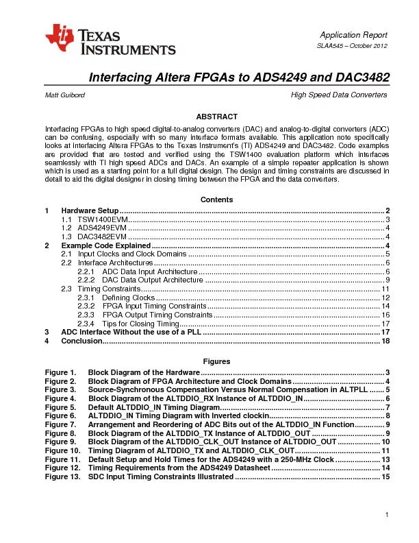 2 Interfacing Altera FPGAs to ADS4249 and DAC3482