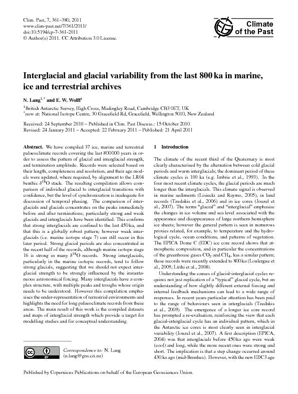 362N.LangandE.W.Wolff:Interglacialandglacialvariability