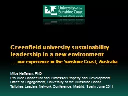 Greenfield university sustainability leadership in a new en