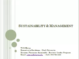 Sustainability & Management