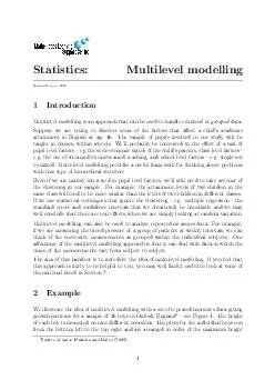 Statistics Multilevel modelling Richard Buxton