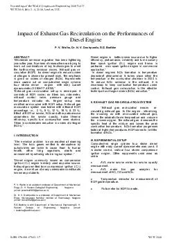 Impact of Exhaust Gas Recircul ation on the Performances of Diesel Engine Worldwide emission