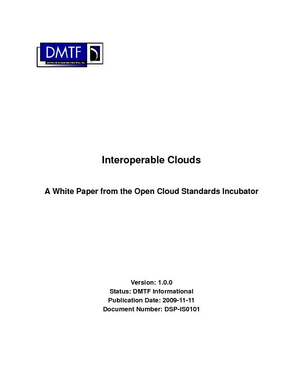 A White Paper from the Open Cloud Standards Incubator