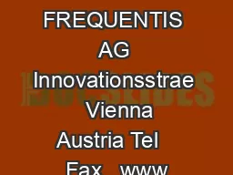 HEADQUARTERS FREQUENTIS AG Innovationsstrae   Vienna Austria Tel   Fax   www