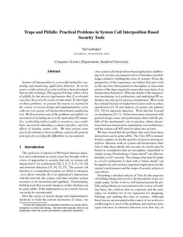 TrapsandPitfalls:PracticalProblemsinSystemCallInterpositionBasedSecuri