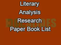 Literary Analysis Research Paper Book List