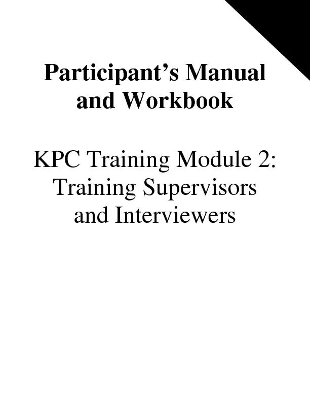 Participant’s Manual and Workbook