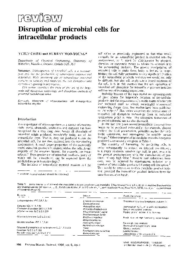 of microbial cells for intracellular products