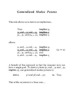 Generalized Modus Ponens This rule allows us to derive an implication