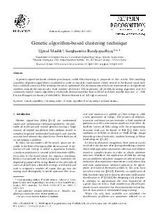 Pattern Recognition     Genetic algorithmbased clustering technique Ujjwal Maulik  Sanghamitra