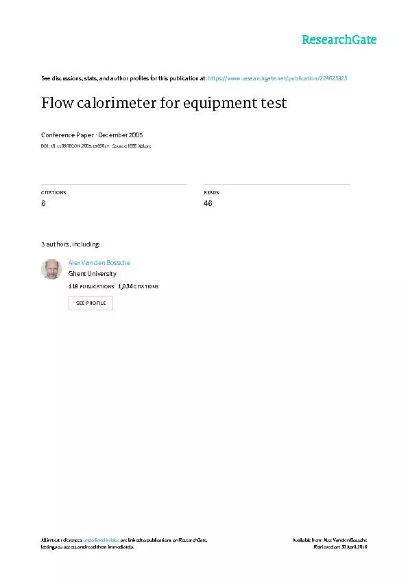 Flow Calorimeter for Power Electronic Converters Alex Van den Bossche