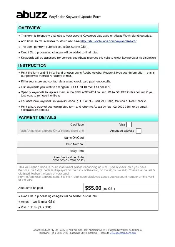 Additional forms available for download here http://abuzzsolutions.com