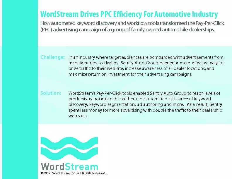 WordStream Drives PPC Eciency For Automotive Industry2009, WordStream