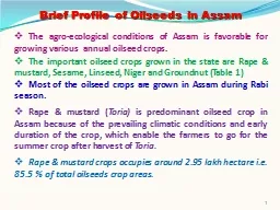 Brief Profile of Oilseeds in Assam