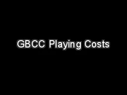 GBCC Playing Costs