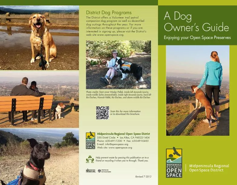 District Dog Programscompanion dog program as well as docent-led dog o