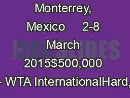 Monterrey, Mexico     2-8 March 2015$500,000 - WTA InternationalHard,
