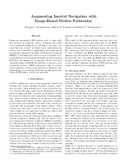 Augmen ting Inertial Na vigation with ImageBased Motion Estimation Stergios I