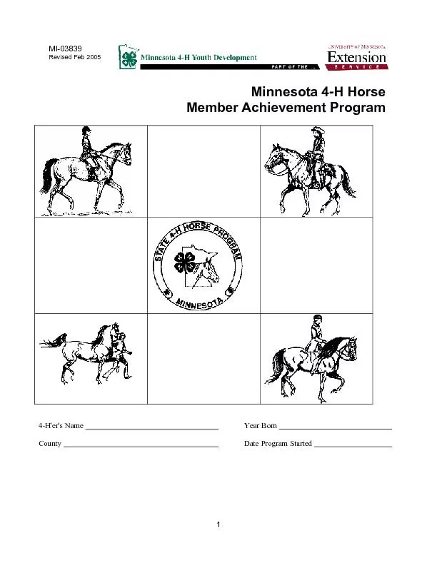 Minnesota 4-H Horse Member Achievement Program