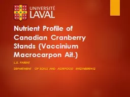 Nutrient Profile of Canadian Cranberry Stands (