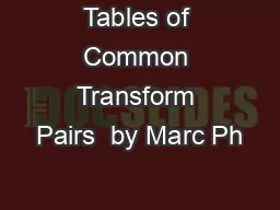 Tables of Common Transform Pairs  by Marc Ph