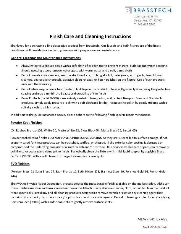Finish Care and Cleaning InstructionsThank you for purchasinga fine de