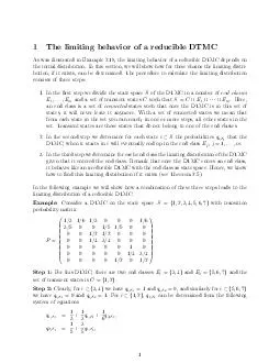 The limiting behavior of a reducible DTMC As was illustrated in Example