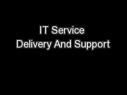 IT Service Delivery And Support