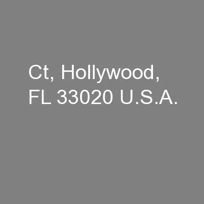 Ct, Hollywood, FL 33020 U.S.A.