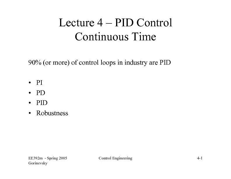EE392m  -Spring 2005Control Engineering4-1Lecture 4 
