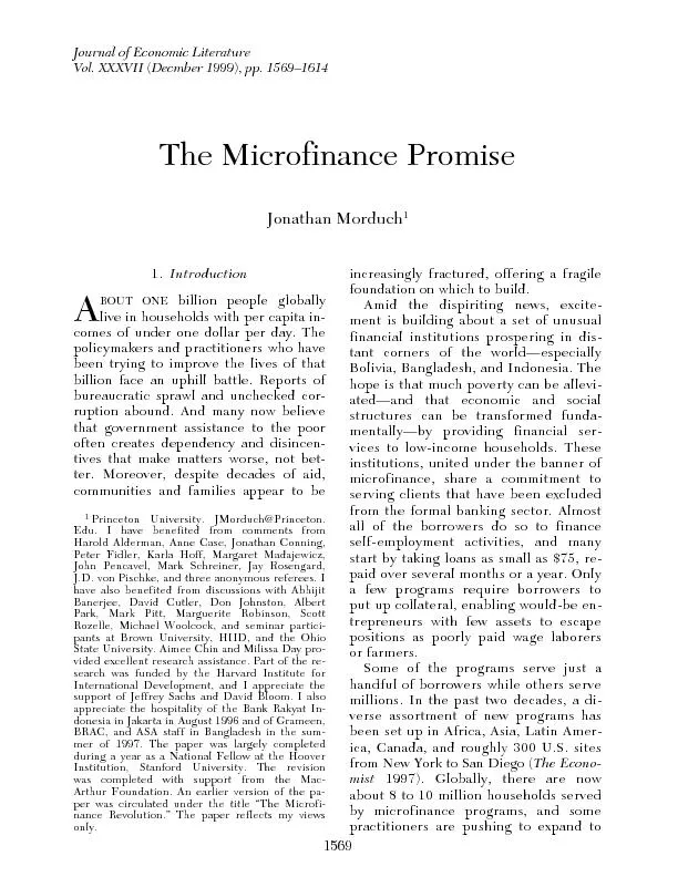 Vol. XXXVII Journal of Economic Literature, Vol. XXXVII December 1999