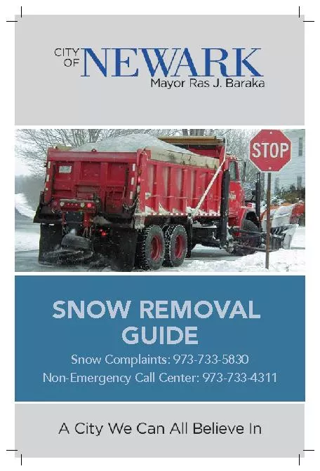 SNOW REMVAL GUIDESnow Complaints: 973-33-5830Non-Emergency Cll Center: