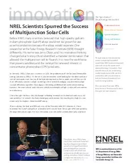 innovati n NREL Scientists Spurred the Success of Multijunction Solar Cells Before  many