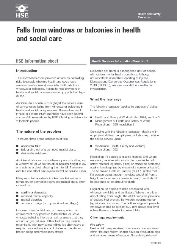 Health Services Information Sheet No 5