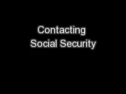 Contacting Social Security
